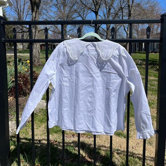 J Crew Lace Collar Poplin Cotton Top NWT - Picture 13 of 14